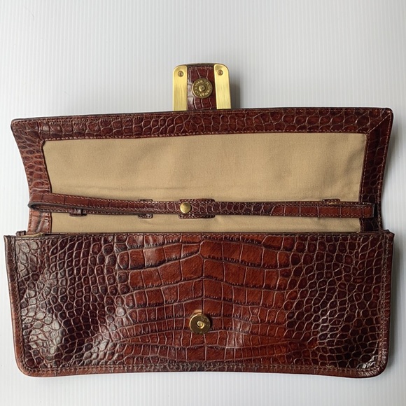 RARE Cole Haan Elena Croc Textured Leather Clutch - Picture 5 of 7